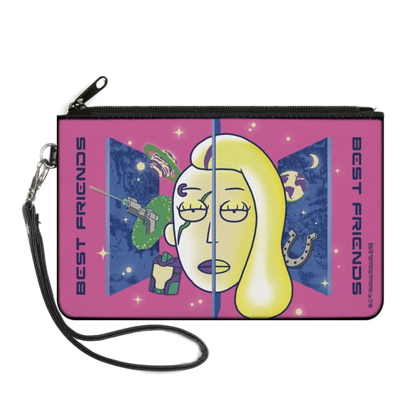Rick and Morty Wallet, Zip Clutch, Rick and Morty Space Beth and Beth Smith Best Friends Pinks, Canvas