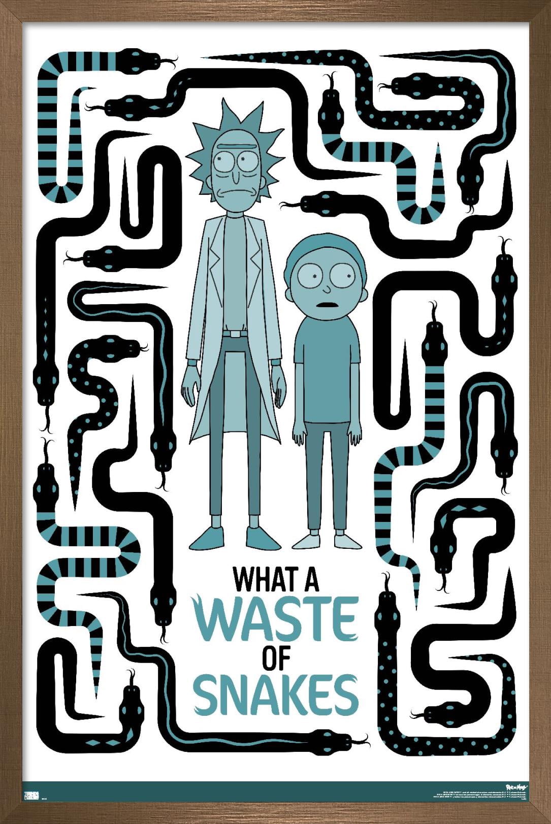 Rick and Morty - Waste of Snakes Wall Poster, 14.725" x 22.375", Framed