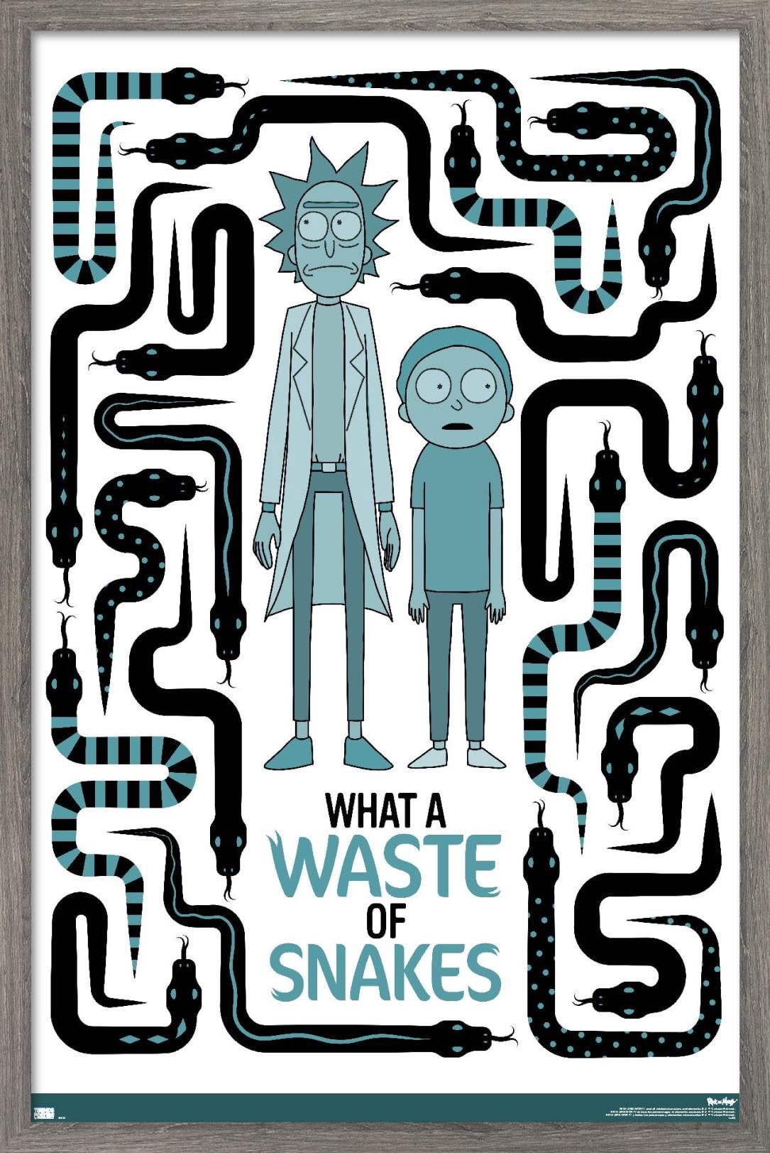 Rick and Morty - Waste of Snakes Wall Poster, 14.725" x 22.375", Framed
