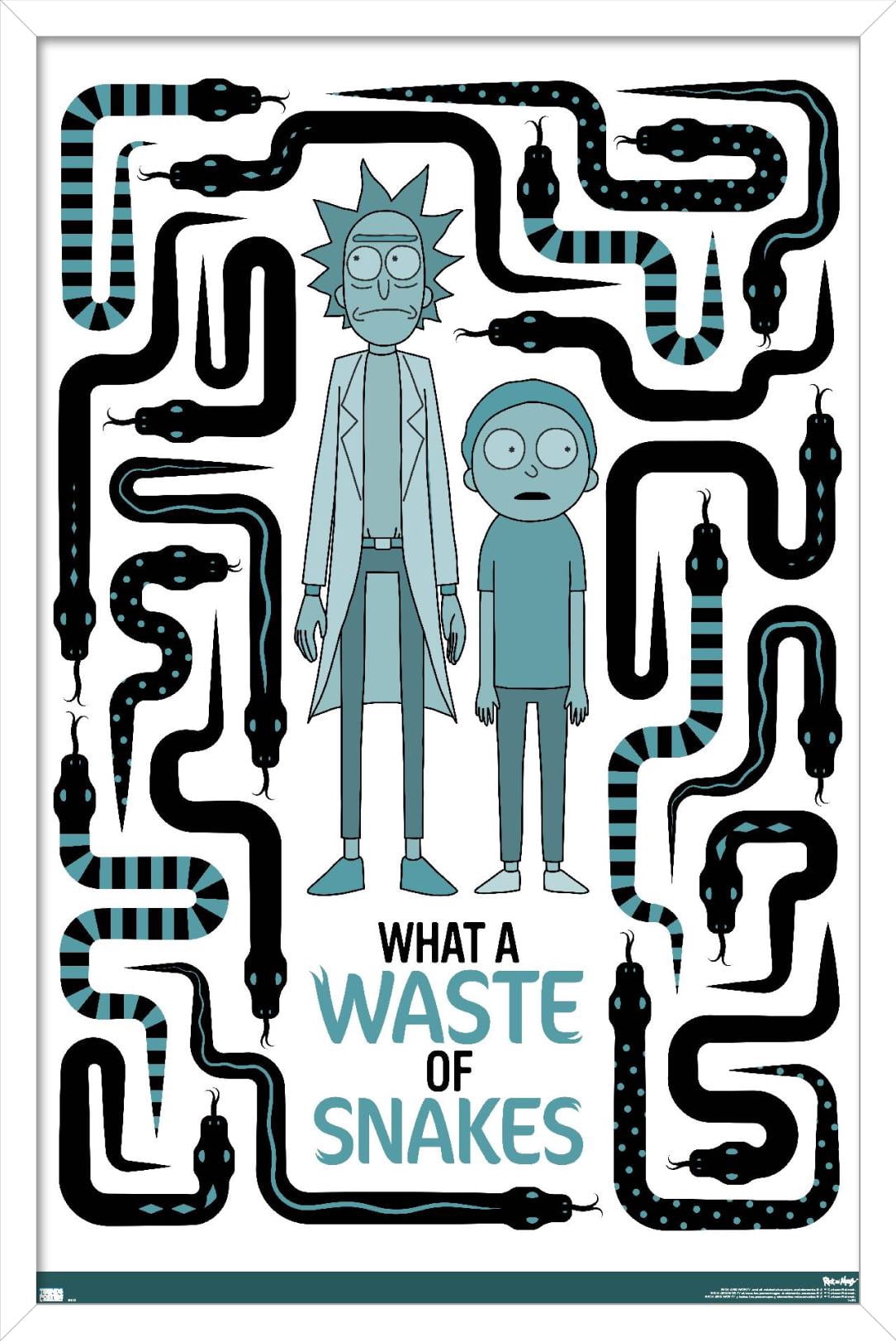 Rick and Morty - Waste of Snakes Wall Poster, 22.375" x 34", Framed