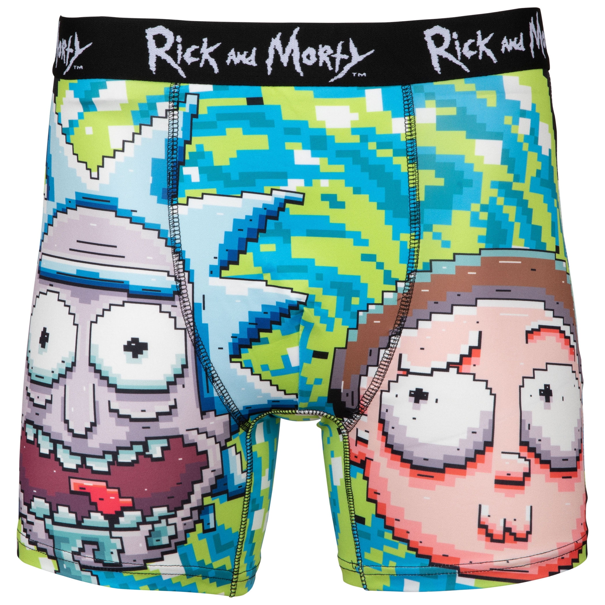 Rick and Morty with Portal Pixelated Boxer Briefs-XLarge (40-42) 