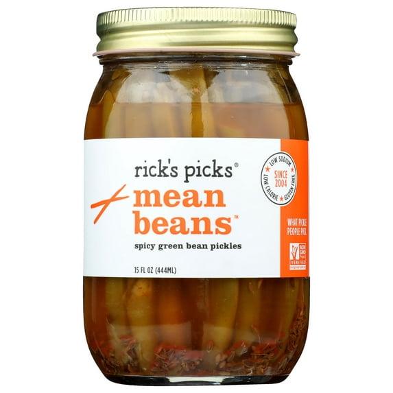 Rick's Picks Mean Beans - Spicy KKS1 Pickled Green Beans, Bold Flavor, Non-GMO, 19 oz Jar