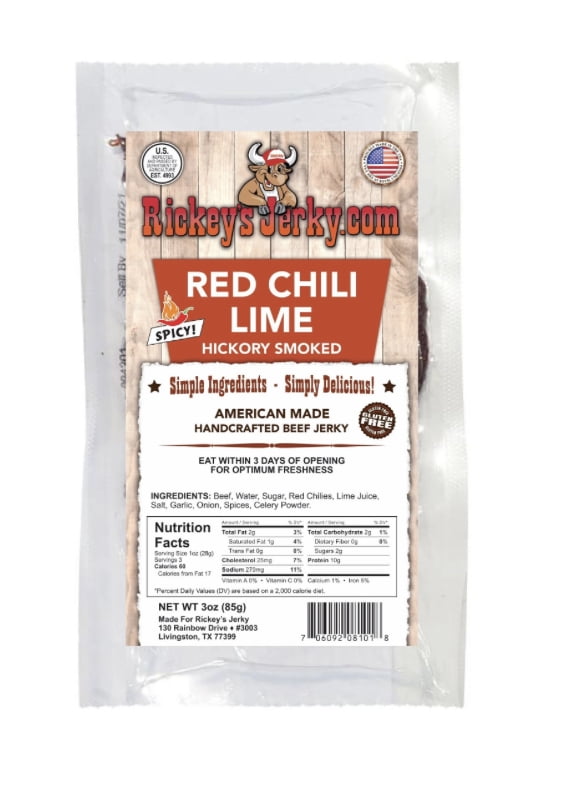 Rickey's Jerky, Red Chili Lime Jerky, Beef Jerky, KetoFriendly, High