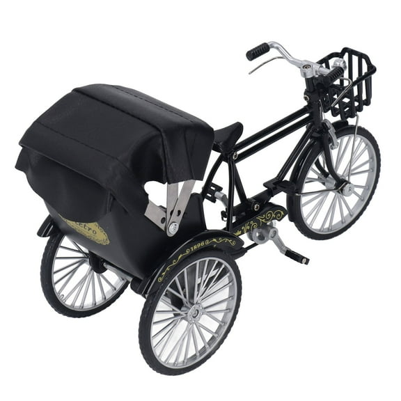 Rickshaw Model Retro Design Decorative Interesting Alloy 3 Wheel Rickshaw Desktop Ornament for Decoration