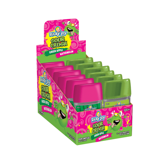 Ricky Joy Sour Crush Gel Watermelon & Green Apple Flavors 12 Bottles - 1.59 OZ Each - The deodorant candy - Tongue Painter