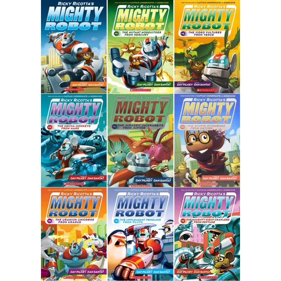 Ricky Ricottas Mighty Robot Books 19 Collection Set by Dav Pilkey Complete 9 Book Book Set (Kids Action & Adventure Series)