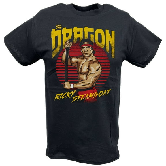 Ricky The Dragon Steamboat Cartoon Black T-shirt
