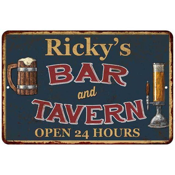 Ricky's Green Bar & Tavern Rustic Sign 12 x 18 Matte Finish Metal 112180047243