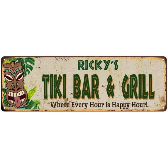 Ricky's TIKI BAR & GRILL Metal Sign 6x18 Decor 106180040401