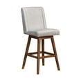 thumbnail image 1 of Rico 30 Inch Swivel Barstool Wingback Chair, Beige Fabric, Brown Wood Legs, 1 of 5