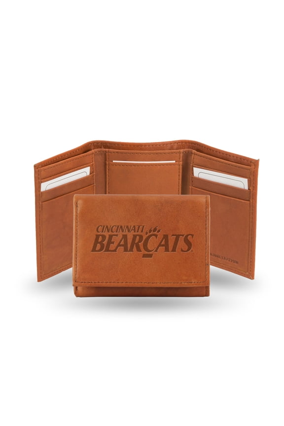 Cincinnati Bearcats Genuine Leather Pecan Tri-Fold Wallet