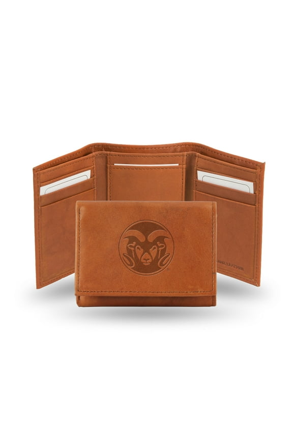Colorado State Rams Genuine Leather Pecan Tri-Fold Wallet