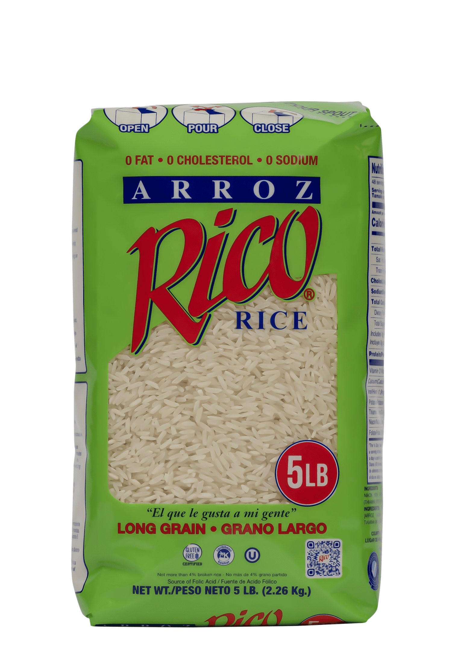 Rico, Long Grain Rice, 5 lb Gluten Free, Kosher, Folic Acid - Walmart.com