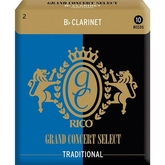 Rico Grand Concert Select Traditional Bb Clarinet Reeds, Strength 2.0, 10-pack