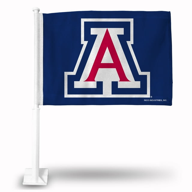 Rico Industries Arizona  College Double Sided Car Flag -  16" x 19" - Strong Pole that Hooks Onto Car/Truck/Automobile