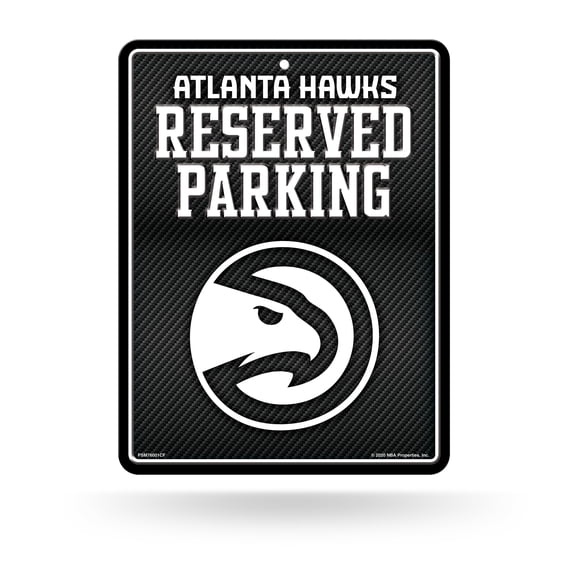 Rico Industries Basketball Atlanta 8.5" x 11" Carbon Fiber Metal Parking Sign - Great for Man Cave, Bed Room, Office, Home Dcor