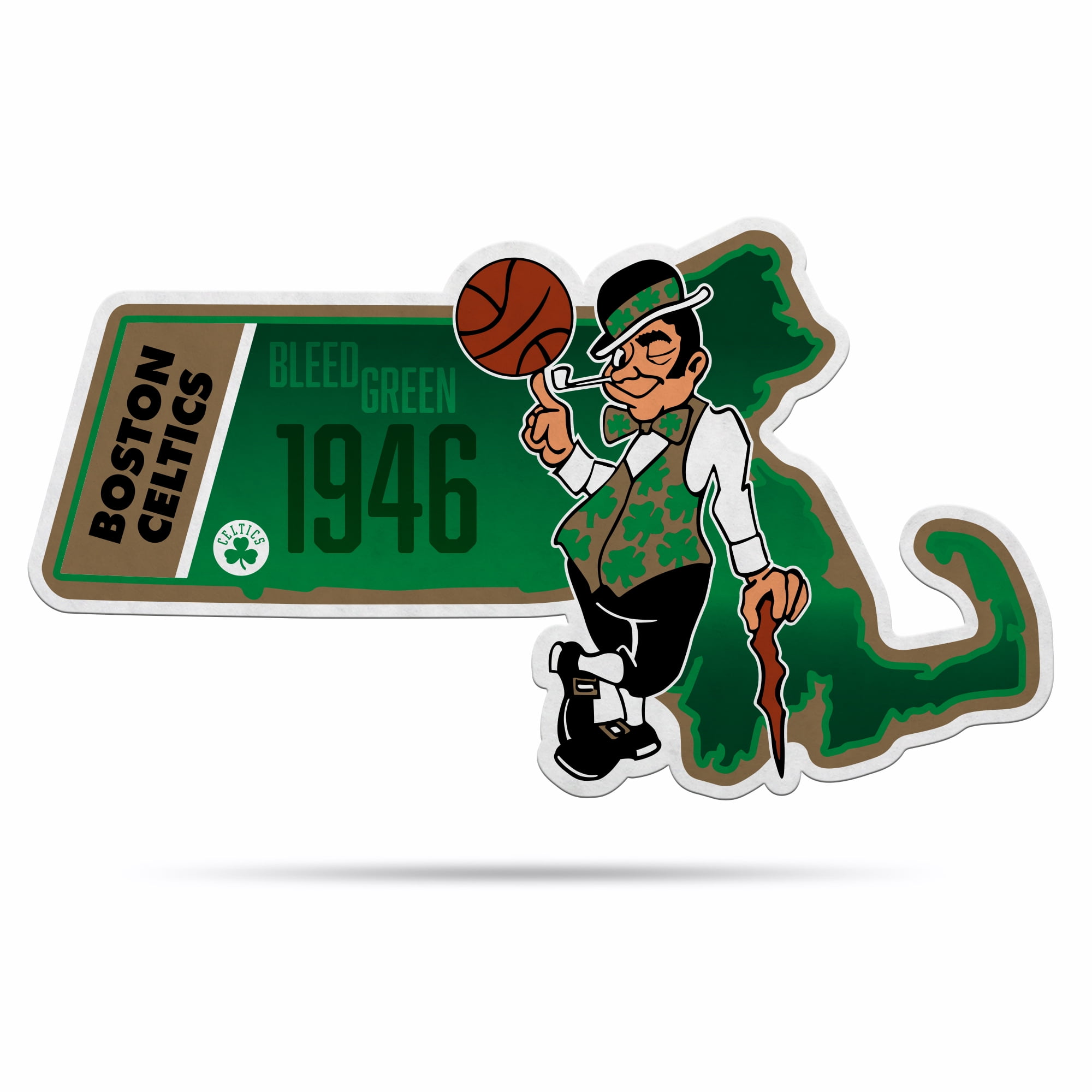 Rico Industries Basketball Boston Celtics Classic State Shape Cut Pennant - Home and Living Room Décor - Soft Felt EZ to Hang