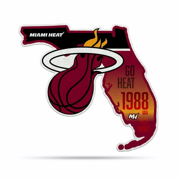 Rico Industries Basketball Miami Heat Classic State Shape Cut Pennant - Home and Living Room Dcor - Soft Felt EZ to Hang