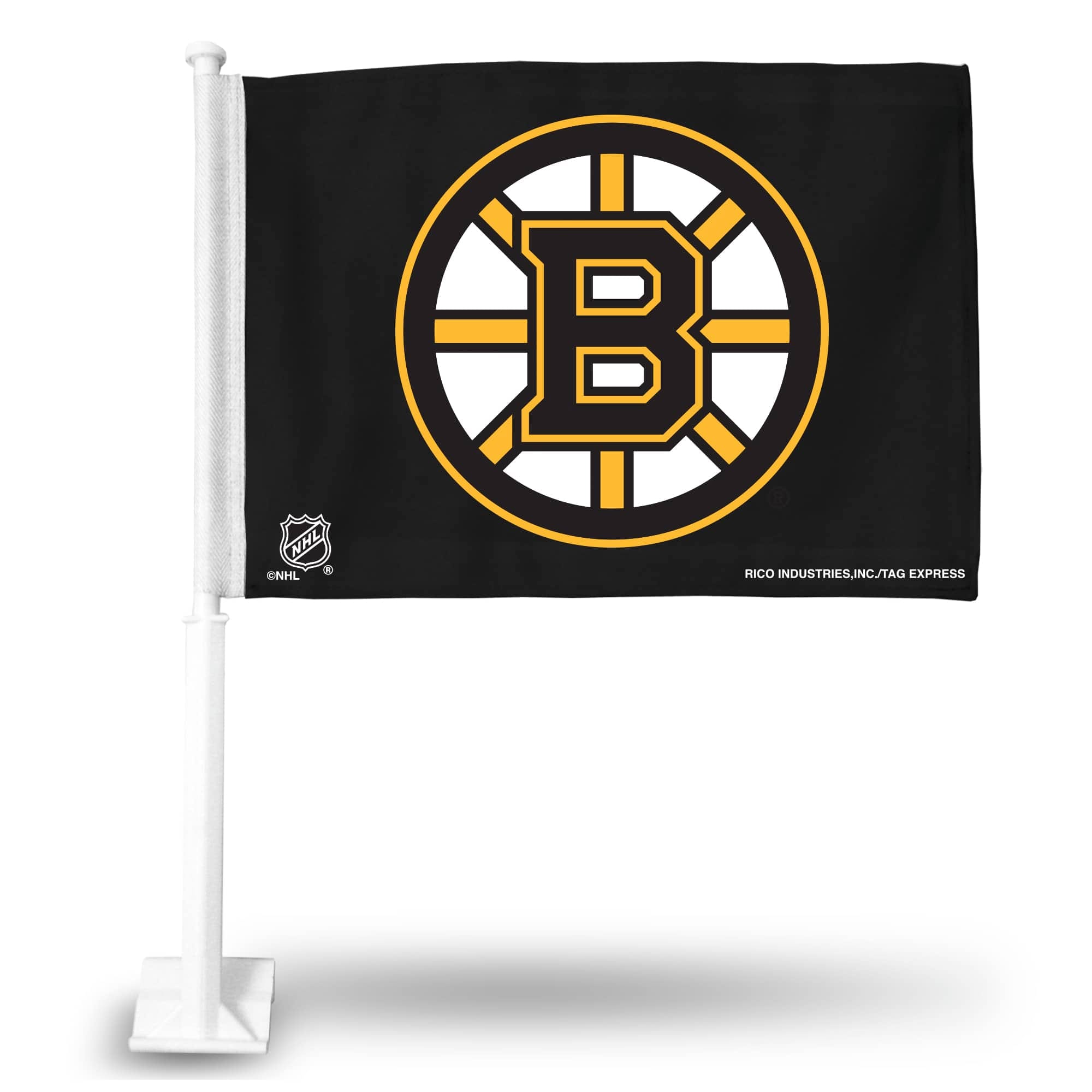 Rico Industries Boston  Hockey Double Sided Car Flag -  16" x 19" - Strong Pole that Hooks Onto Car/Truck/Automobile - image 1 of 5