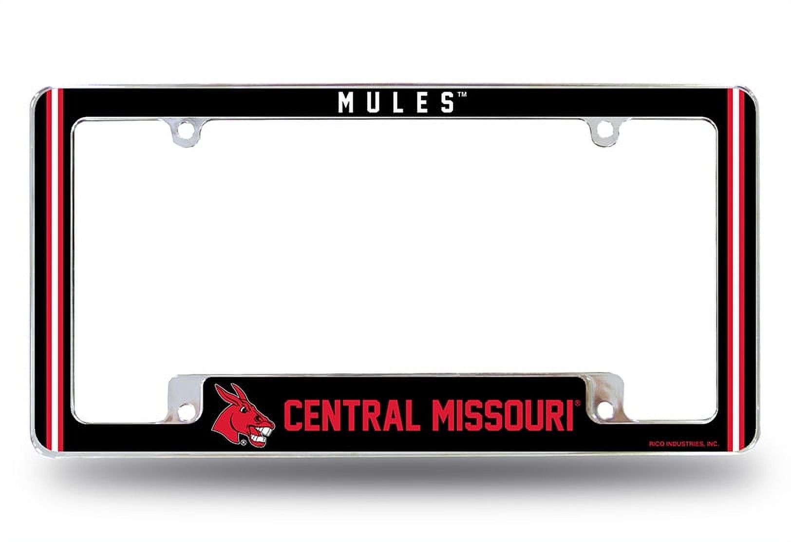 Rico Industries Central Missouri  College 12" x 6" Chrome Classic All Over Automotive License Plate Frame for Car/Truck/SUV - image 1 of 10