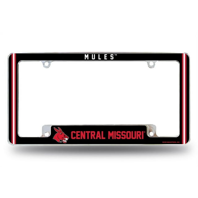 Rico Industries Central Missouri  College 12" x 6" Chrome Classic All Over Automotive License Plate Frame for Car/Truck/SUV
