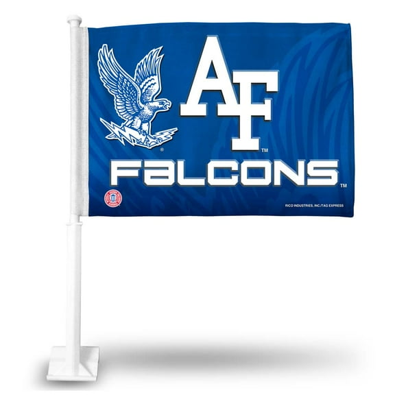 Rico Industries College Air Force Academy Standard Double Sided Car Flag - 16" x 19" - Strong Pole that Hooks Onto Car/Truck/Automobile