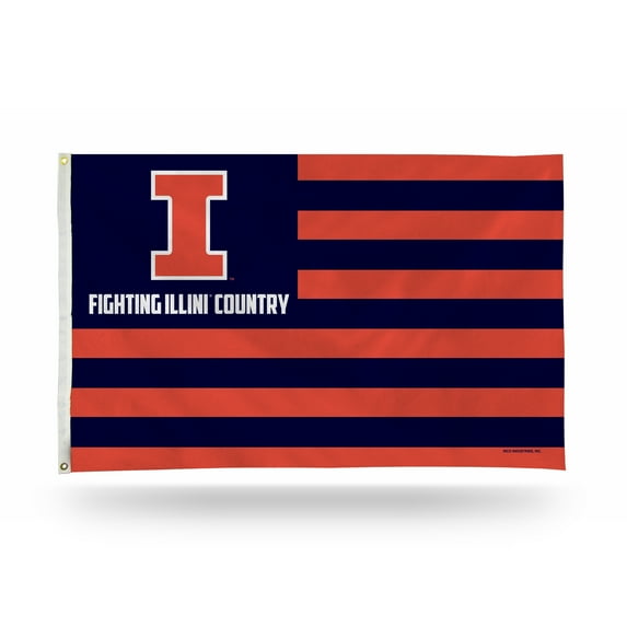 Rico Industries College Illinois Fighting Illini 3' x 5' Country Banner Flag  - Indoor or Outdoor Décor - Single Sided