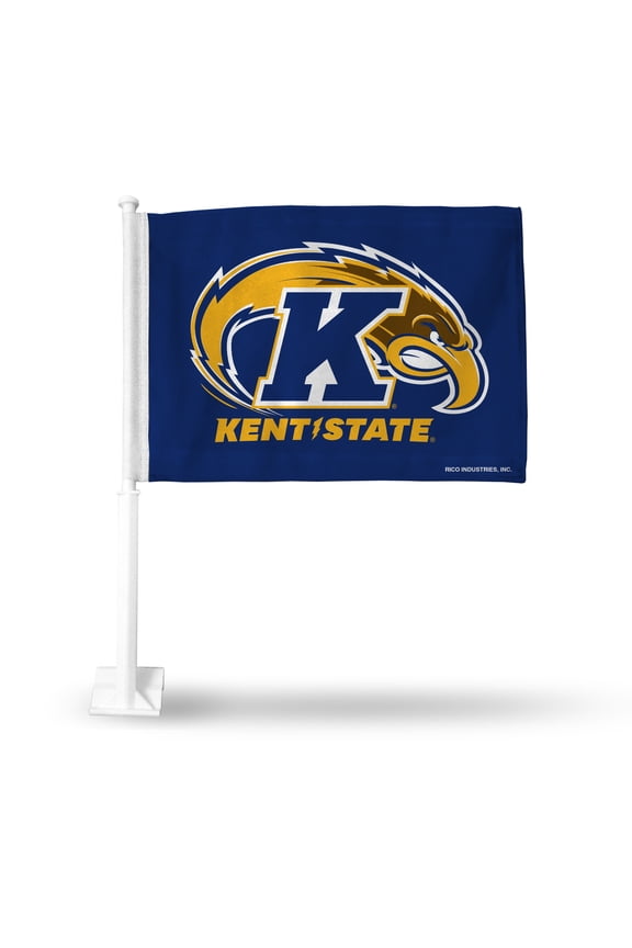 College Kent State Golden Flashes Standard Double Sided Car Flag - 16" x 19" - Strong Pole that Hooks Onto Car/Truck/Automobile