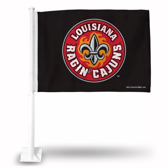 Rico Industries College Louisiana-Lafayette Ragin Cajuns Alternate Double Sided Car Flag - 16" x 19" - Strong Pole that Hooks Onto Car/Truck/Automobile