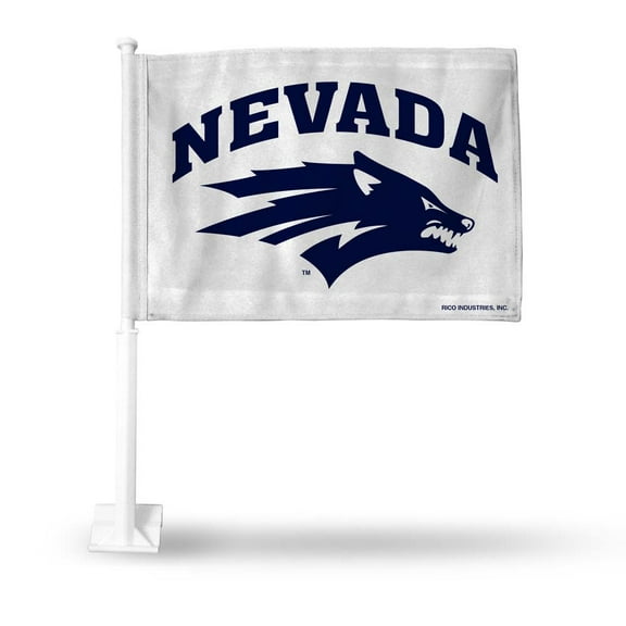 Rico Industries College Nevada-Reno Wolf Pack Alternative Logo Double Sided Car Flag - 16" x 19" - Strong Pole that Hooks Onto Car/Truck/Automobile