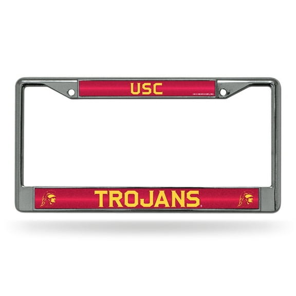 Rico Industries College Southern California Trojans Classic 12" x 6" Silver Bling Chrome Car/Truck/SUV Auto Accessory