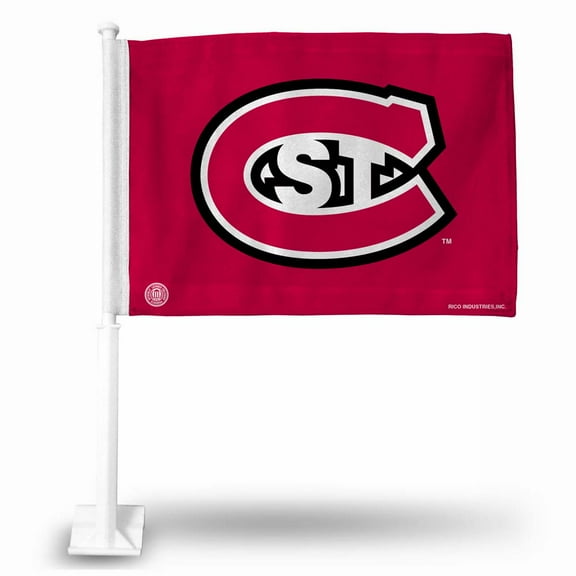 Rico Industries College St. Cloud State Standard Double Sided Car Flag - 16" x 19" - Strong Pole that Hooks Onto Car/Truck/Automobile