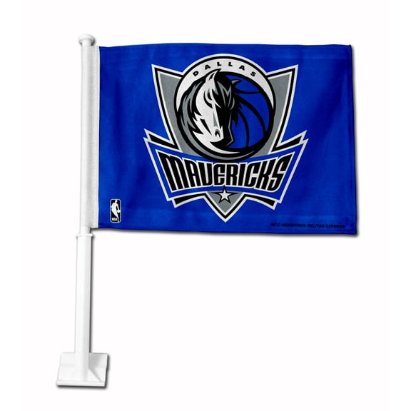 Rico Industries Dallas  Basketball Double Sided Car Flag -  16" x 19" - Strong Pole that Hooks Onto Car/Truck/Automobile