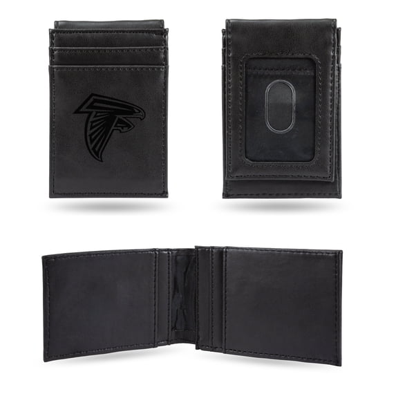Falcons Laser Engraved Black Front Pocket Wallet