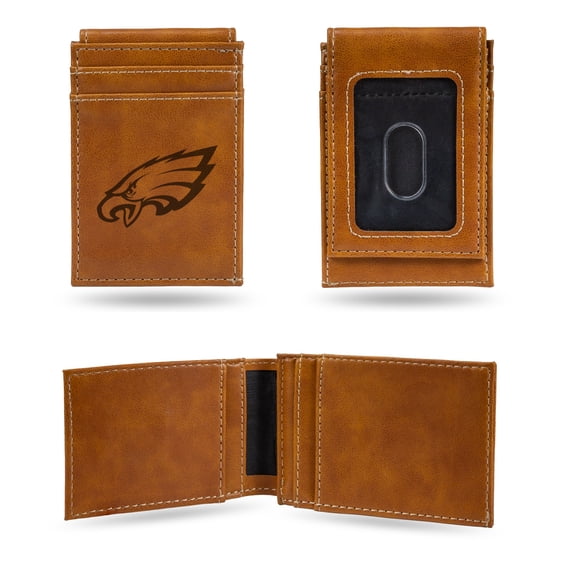 Eagles Laser Engraved Brown Front Pocket Wallet