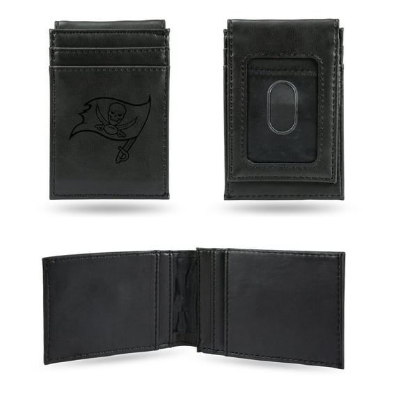 Buccaneers Laser Engraved Black Front Pocket Wallet