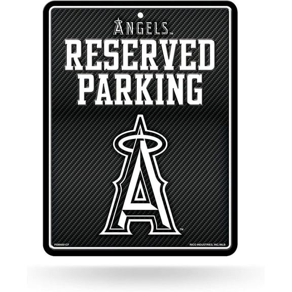 Rico Industries, Inc. Angels 8x11 Metal Sign Carbon Fiber Design Embossed Wall Parking Team Logo Novelty Baseball