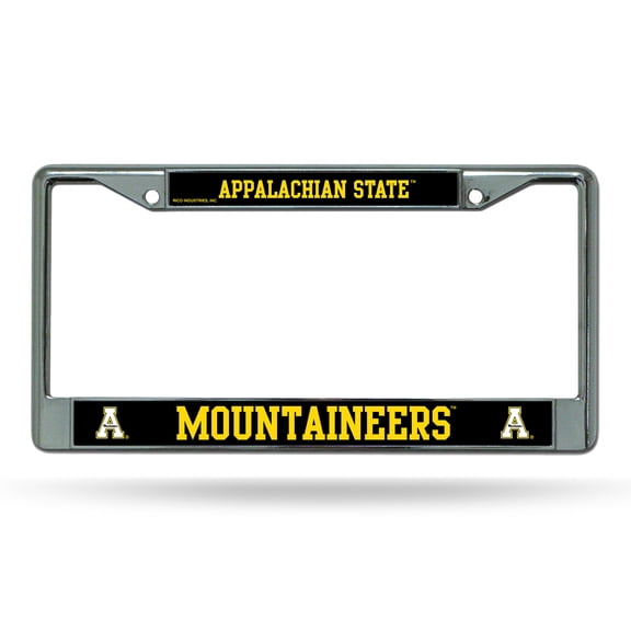 Rico Industries NCAA Appalachian State Mountaineers Standard 12" x 6" Chrome Frame With Decal Inserts - Car/Truck/SUV Automobile Accessory