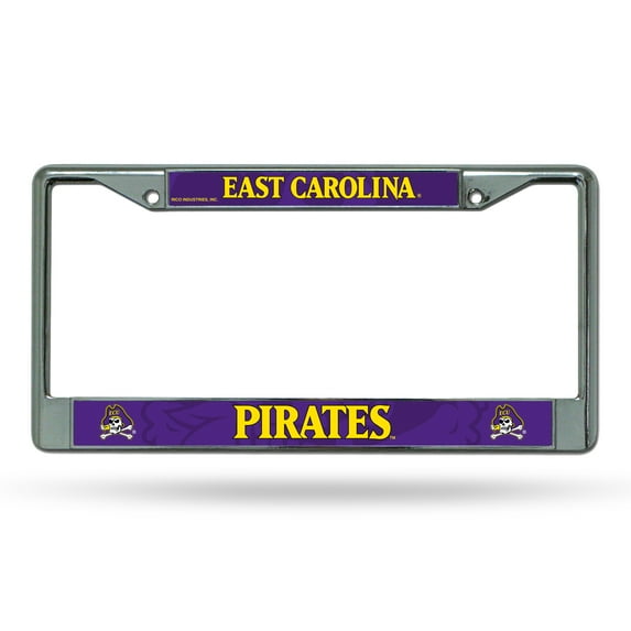 Rico Industries NCAA East Carolina Pirates 12" x 6" Chrome Frame With Decal Inserts - Car/Truck/SUV Automobile Accessory