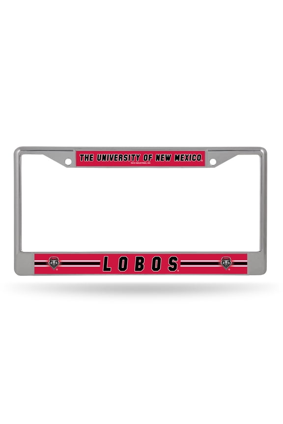 Industries NCAA New Mexico Lobos Premium 12" x 6" Chrome Frame With Decal Inserts - Car/Truck/SUV Automobile Accessory