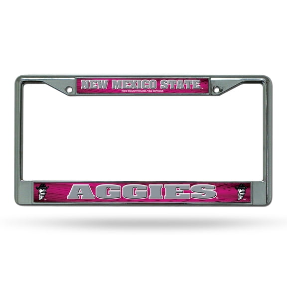 Rico Industries NCAA New Mexico State Aggies 12" x 6" Chrome Frame With Decal Inserts - Car/Truck/SUV Automobile Accessory