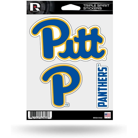 Rico Industries NCAA Pittsburgh Panthers Die Cut 3-Piece Triple Spirit Sticker Sheet