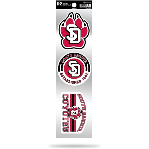 Rico Industries NCAA South Dakota Coyotes 3-Piece Retro Spirit Decals