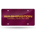 thumbnail image 1 of Washington Commanders Football Team Premium Laser Cut Tag License Plate, Retro Logo, Red Mirrored Acrylic Inlaid, 12x6 Inch, 1 of 5