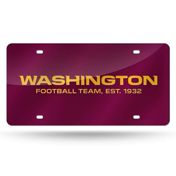Washington Commanders Football Team Premium Laser Cut Tag License Plate, Retro Logo, Red Mirrored Acrylic Inlaid, 12x6 Inch