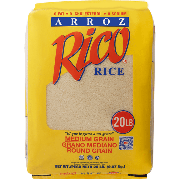 Rico Medium Grain White Rice, 20 Pounds, Gluten Free, No Allergens