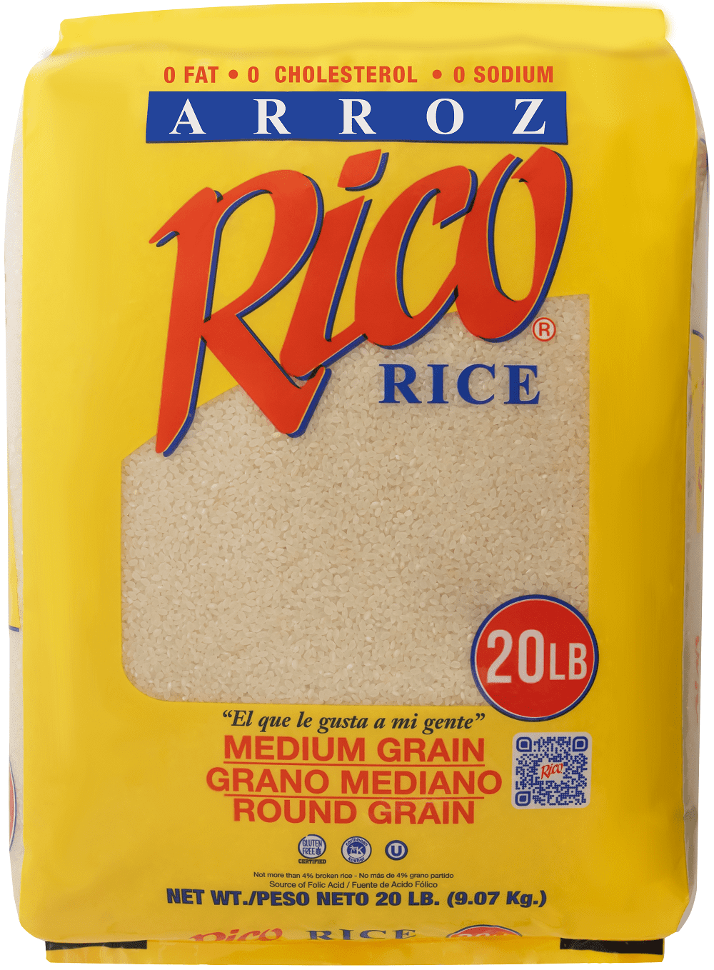 Rico Medium Grain White Rice, 20 Pounds, Gluten Free, No Allergens