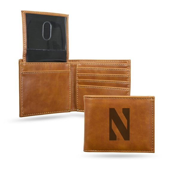 Rico Northwestern Wildcats Brown Laser Engraved Billfold