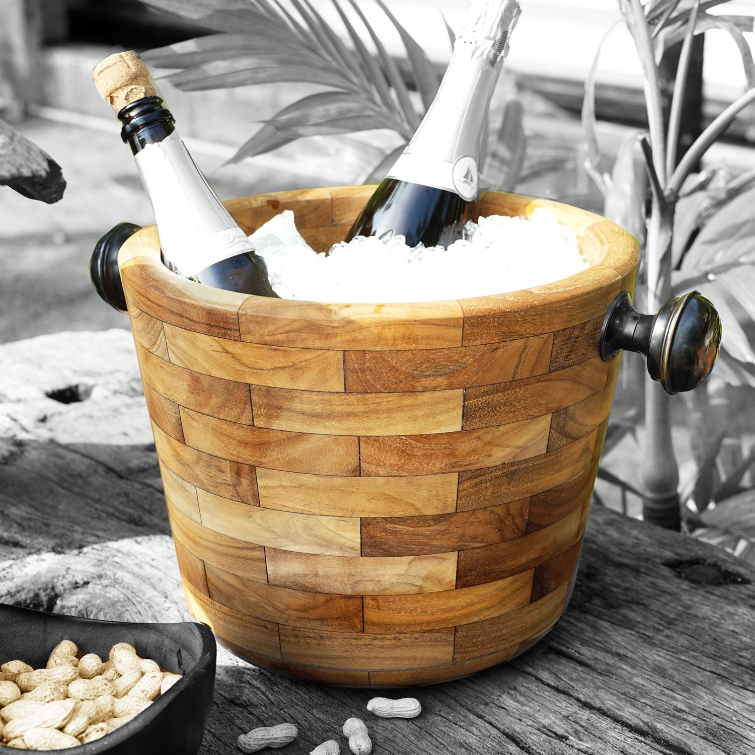 Rico & Plato Angelia Teak Wine/Champagne Ice bucket - Thumbnail 4