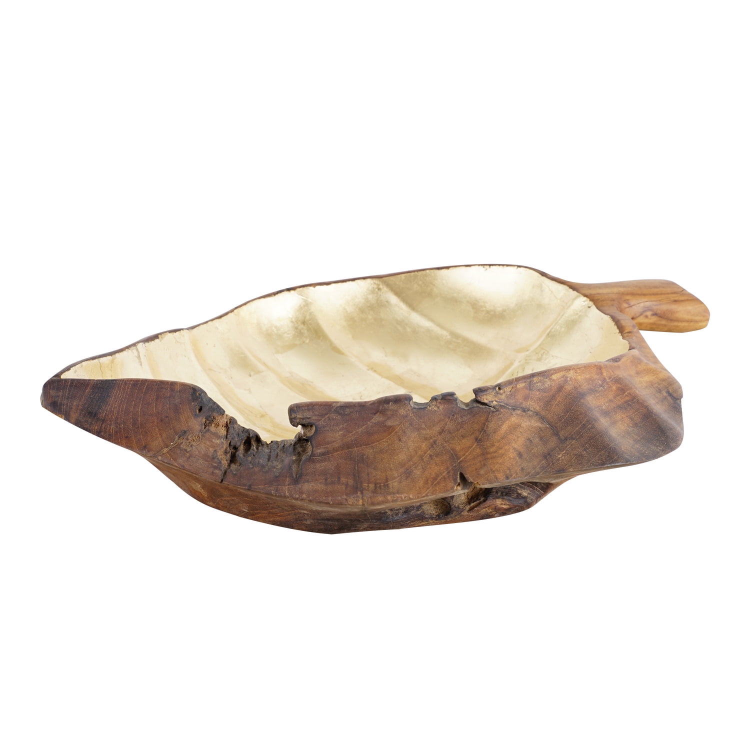 Rico & Plato Gilles Teak Fruit Bowl with Gold Leaf Interior - Thumbnail 2